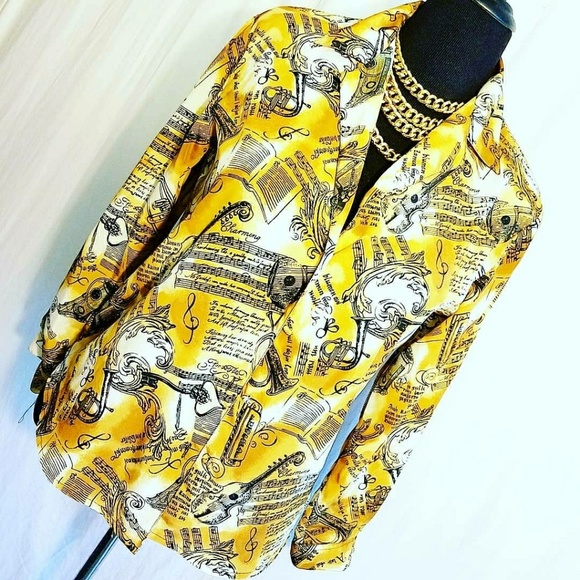 Vintage Music Notes Blouse Size M - Picture 2 of 2